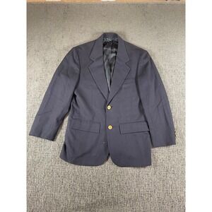 Vintage Polo Ralph Lauren Boys Navy Blue Wool Blazer Gold Crest Buttons Size 12